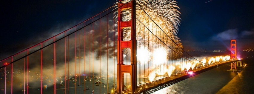 Fireworks over the Golden Gate Bridge  {Cities & Landmarks Facebook Timeline Cover Picture, Cities & Landmarks Facebook Timeline image free, Cities & Landmarks Facebook Timeline Banner}