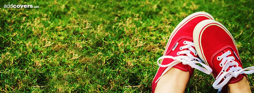 Red shoes in the Grass Facebook Covers