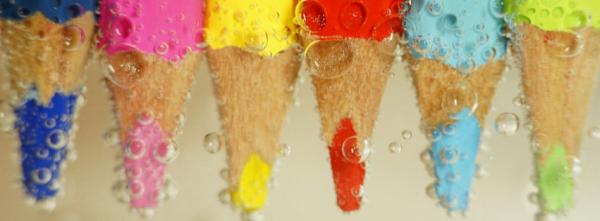 Colored Pencils in Water