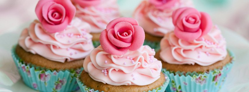 Pink Rose Cupcakes {Food & Candy Facebook Timeline Cover Picture, Food & Candy Facebook Timeline image free, Food & Candy Facebook Timeline Banner}